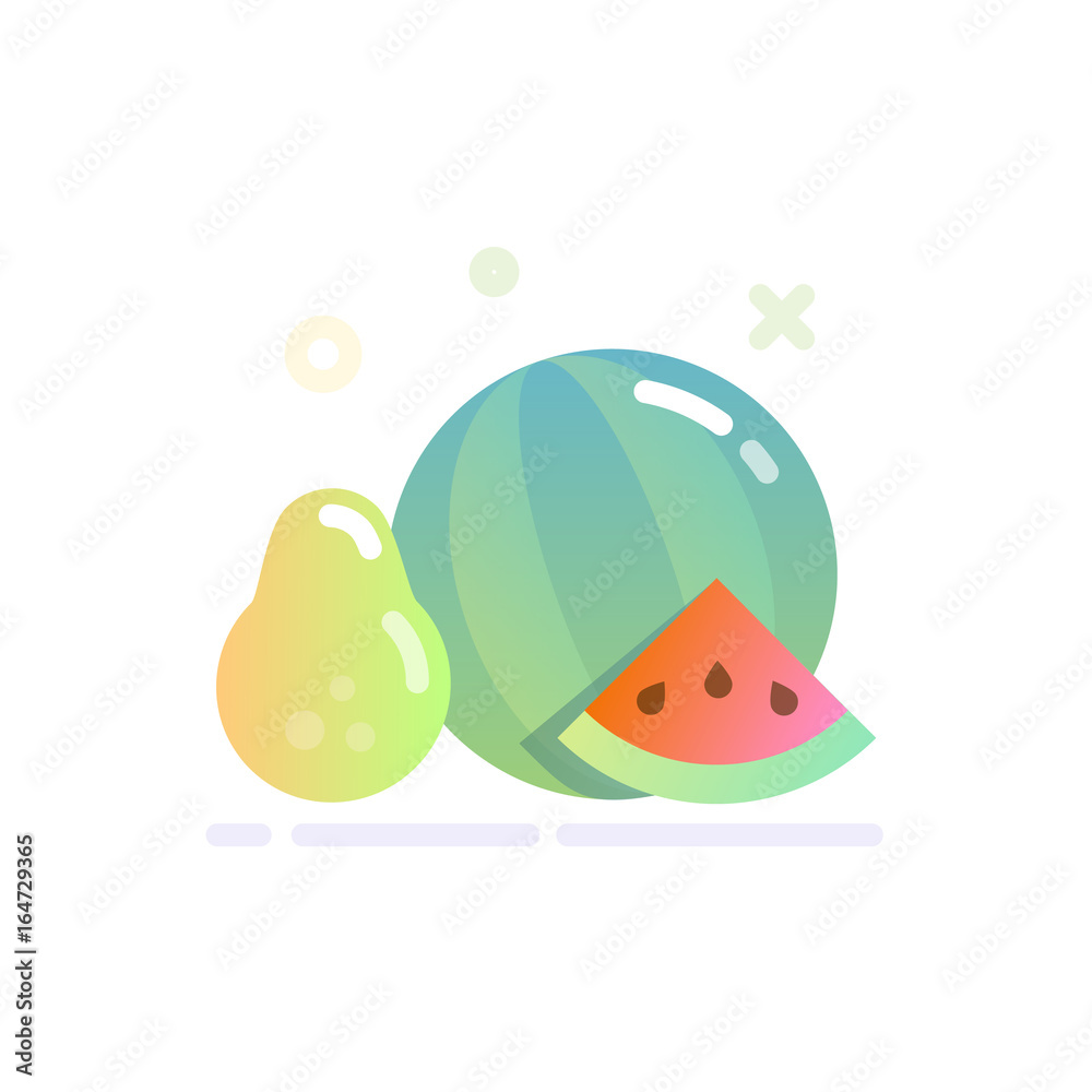 Vector Illustration of Fruit Icon in Flat Glossy Style