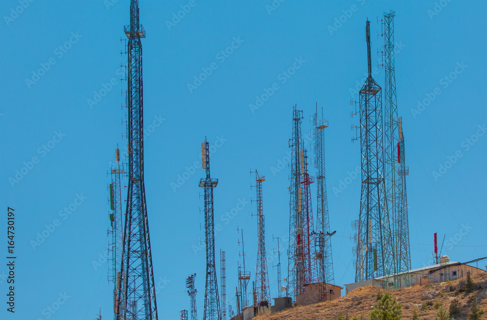 phone base station with TV and wireless internet antennas phone base station with TV and wireless internet antennas