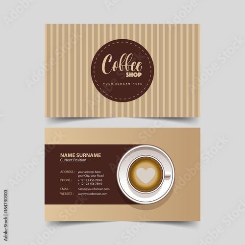 Coffee shop business card design template.