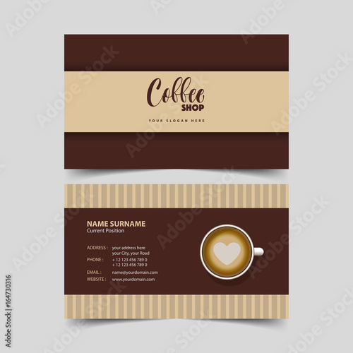 Coffee shop business card design template.