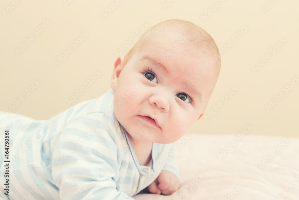 Portrait of a four-month boy. First time that raises its head. Portrait of a four-month boy. First time that raises its head.