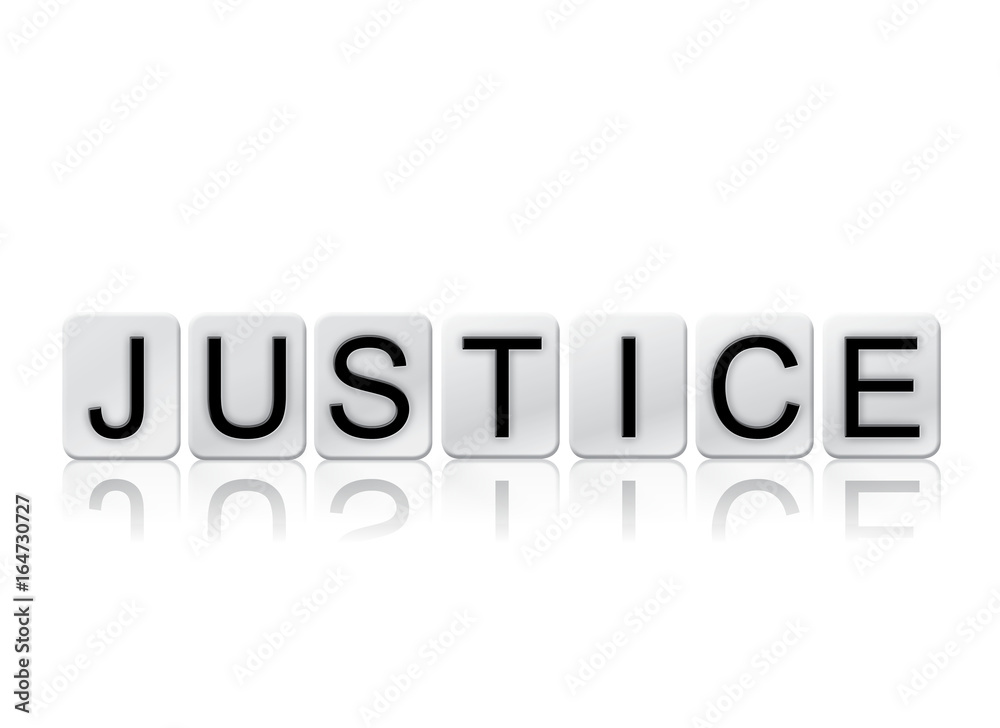 Justice Concept Tiled Word Isolated on White Justice Concept Tiled Word Isolated on White