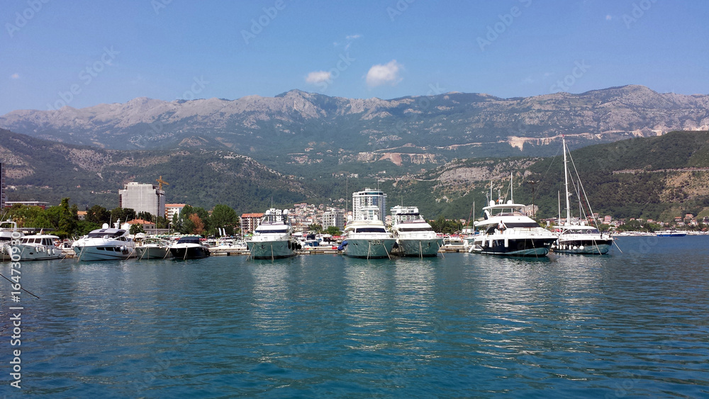 Budva, Montenegro - June 27, 2017: Boats, yachts in the beautiful Budva marina