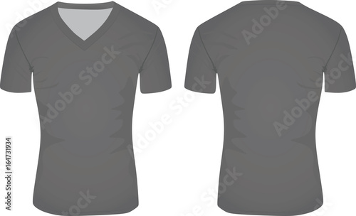 Man grey v neck t shirt. vector illustration 
