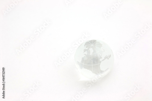 glass globe isolated on white background with copy space