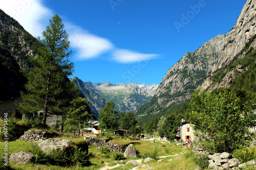 Italian alps (alpine) valley in summer