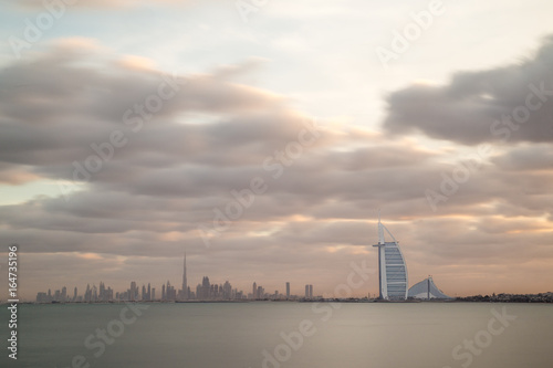 DUBAI, UAE - December 19, 2016: Burj Al Arab the luxury seven star Dubai hotel at sunrise