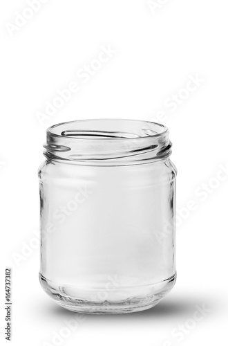 Barattolo in vetro senza tappo su sfondo bianco photo