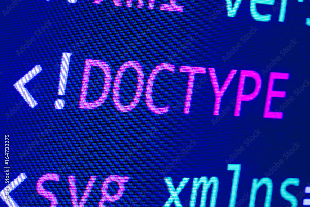 Computer screen with html source code Computer screen with html source code