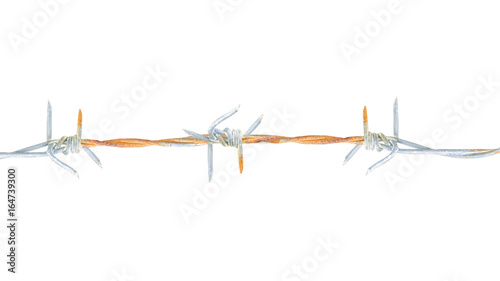 barb wire fence isolated on a white background