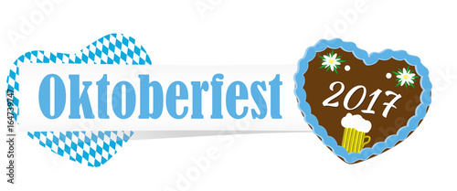 Okotberfest 2017 Banner mit Lebkuchenherz blauweiß