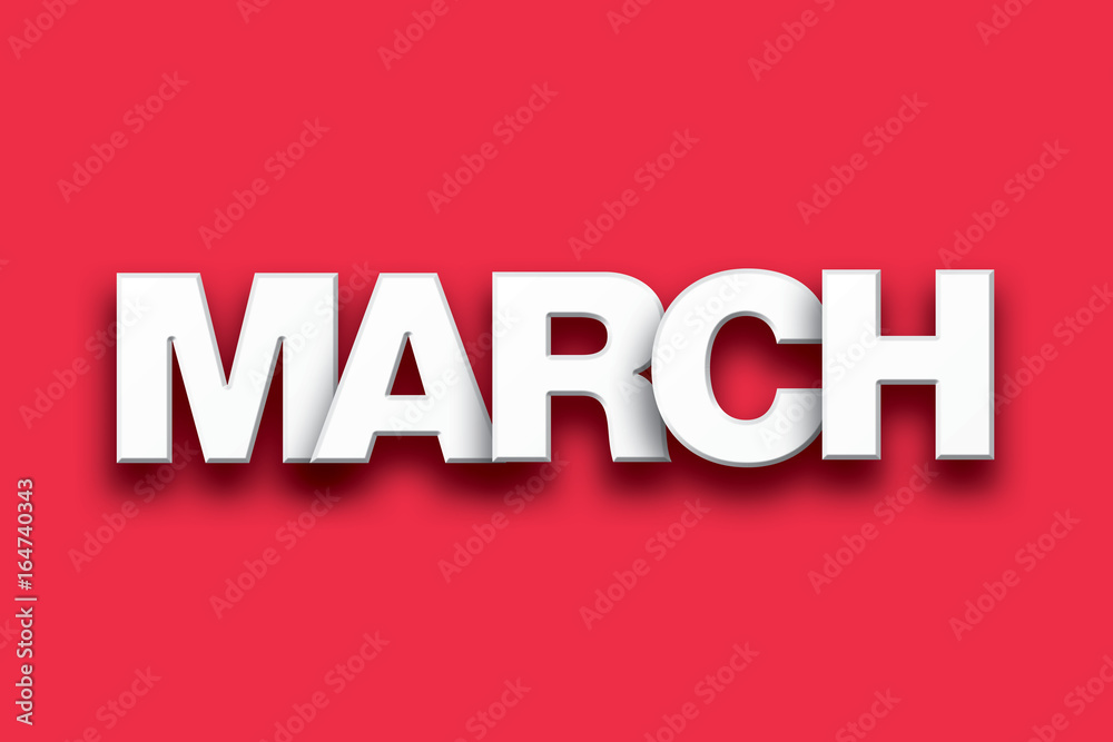 Fototapeta premium March Theme Word Art on Colorful Background