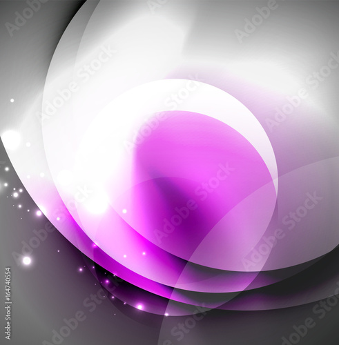 Digital illustration, glowing waves and circles