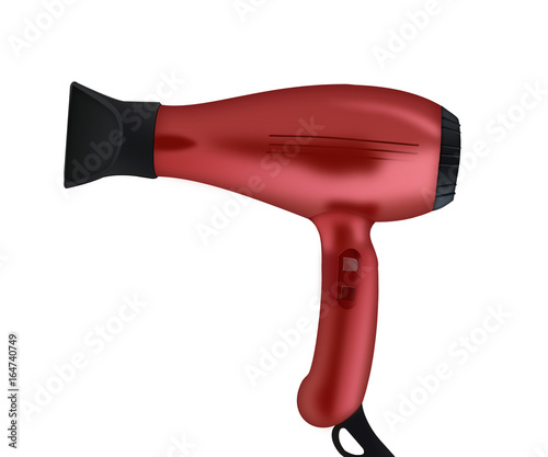 red hair dryer isolated on white background