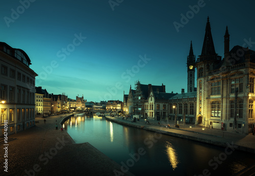 Leie river in Ghent town  Belgium