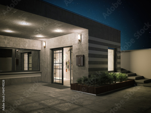 Entrance to a country house. 3d rendering