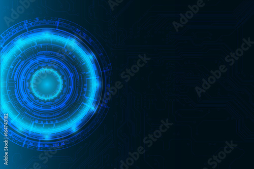 Blue tech circular Circuit sci technology background, vector illustration