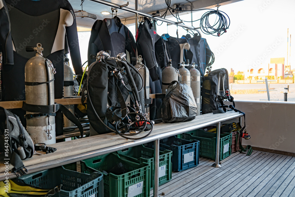 Diving gear on boat