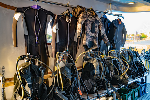 Diving gear on boat
