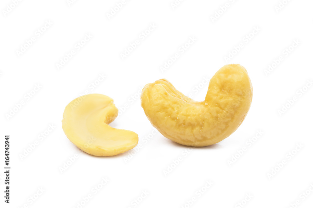 Roasted cashew nuts isolated on white background Roasted cashew nuts isolated on white background