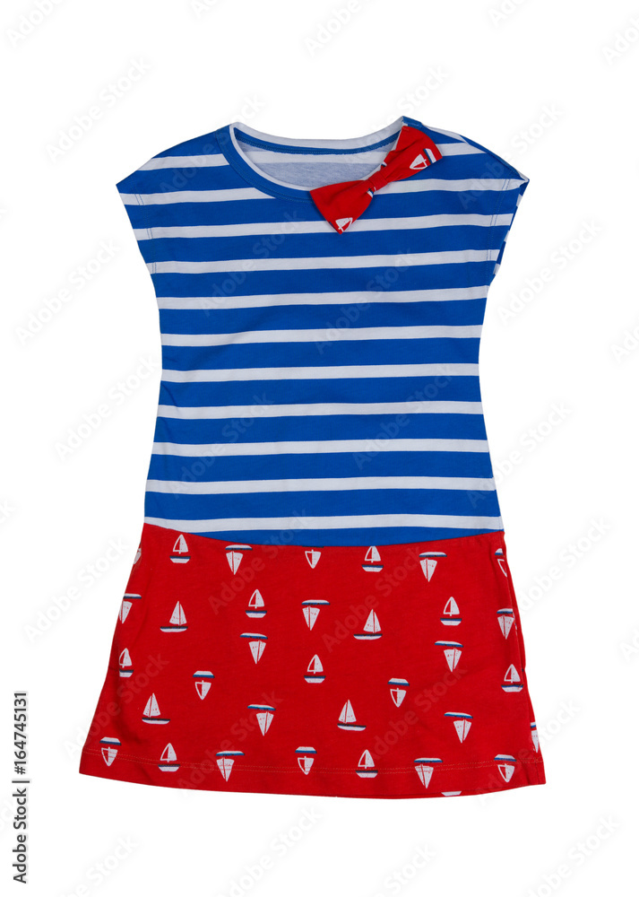 Baby blue striped dress. Isolate on white Baby blue striped dress. Isolate on white