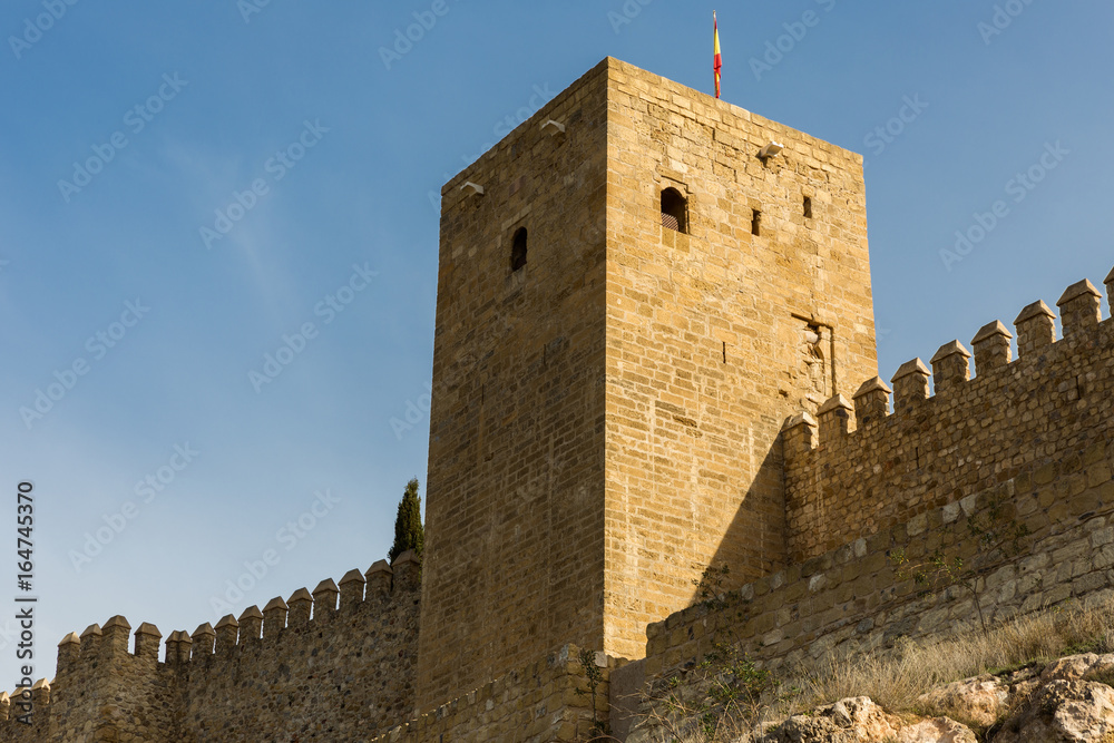 Medieval walls of the Alcazaba de Antequera. Andalucia. Spain.