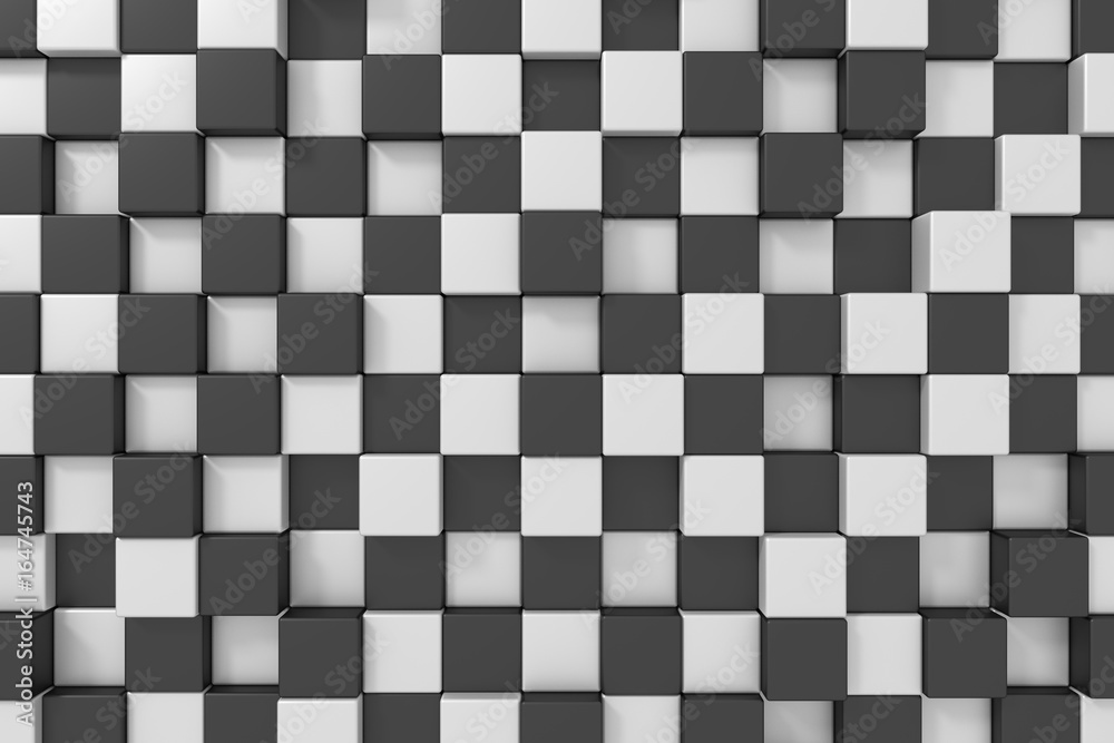 Fototapeta premium Black and white cubes background. 3d rendering.
