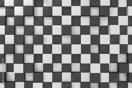 Black and white cubes background. 3d rendering.
