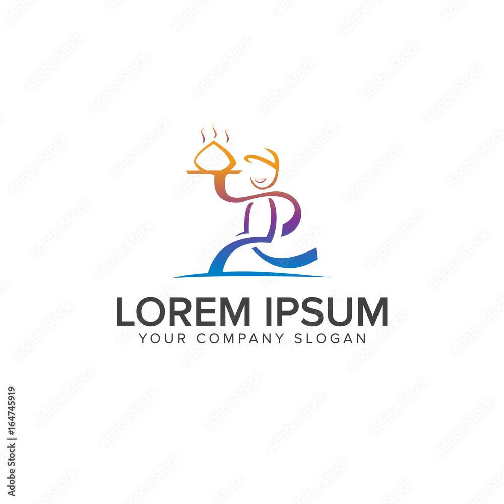 Fototapeta premium Vector simple flat food logo. Restaurant, cafe, catering insigni