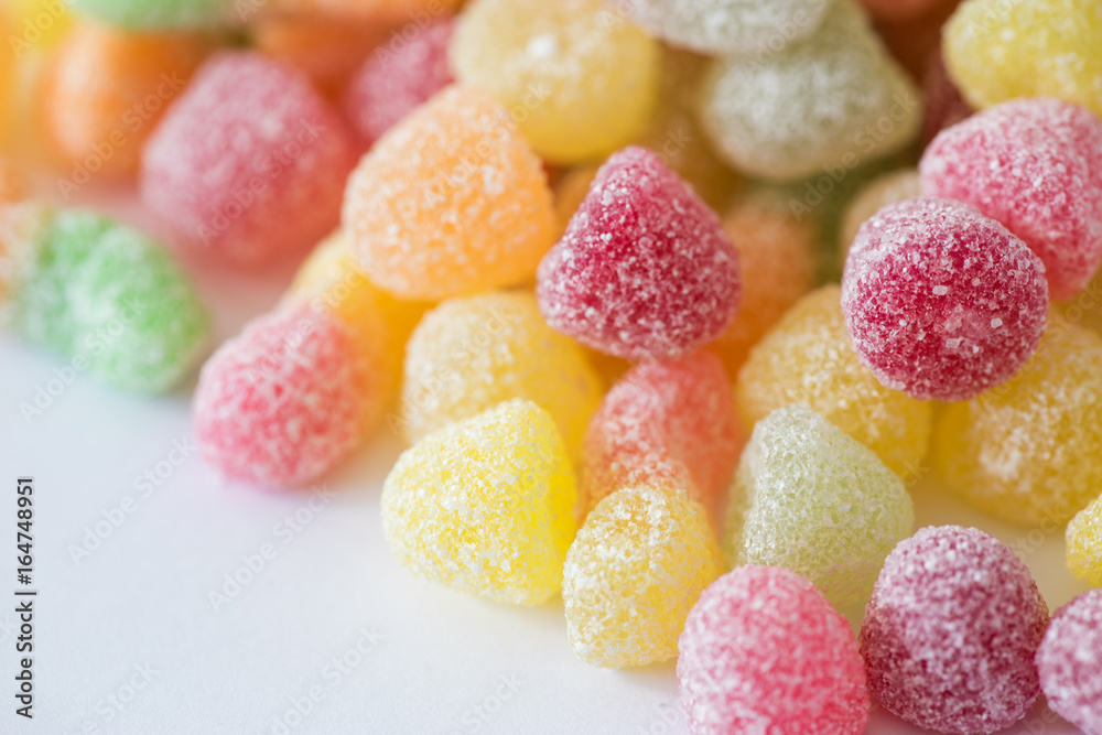 Close-Up Of Colorful Candy. Composition with tasty jelly candies. fruit jelly with sugar-coated