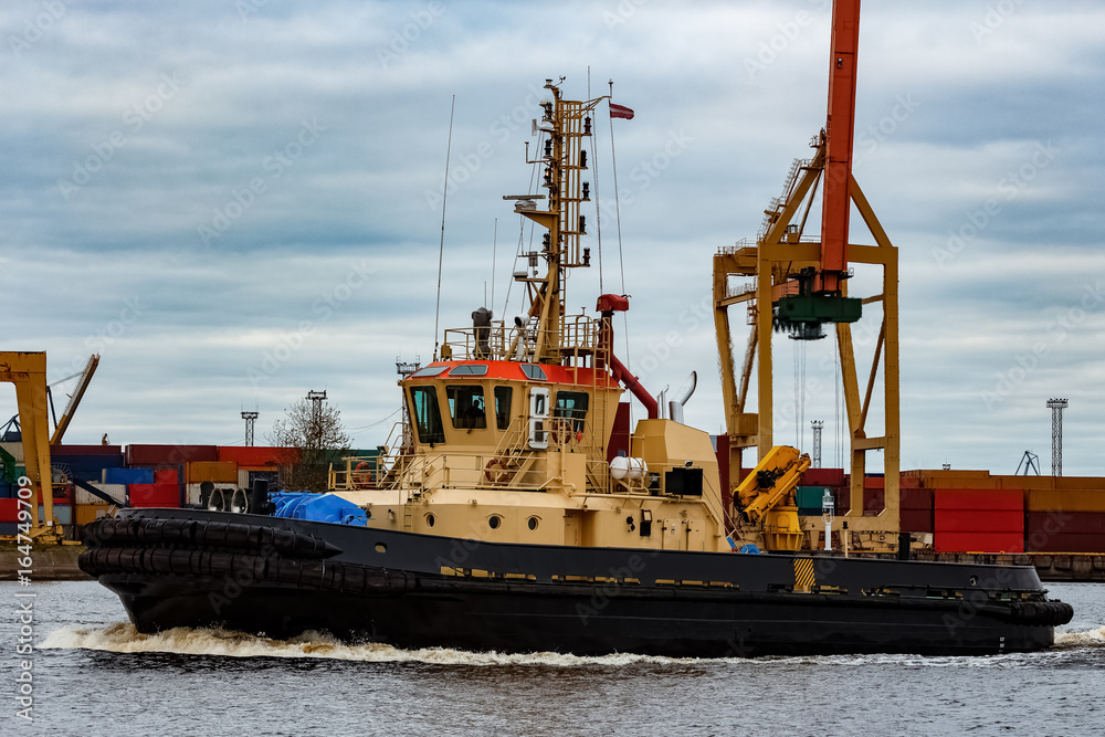 Tug ship in port