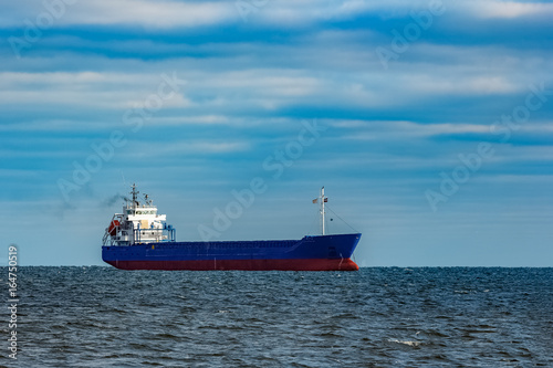 Blue cargo ship