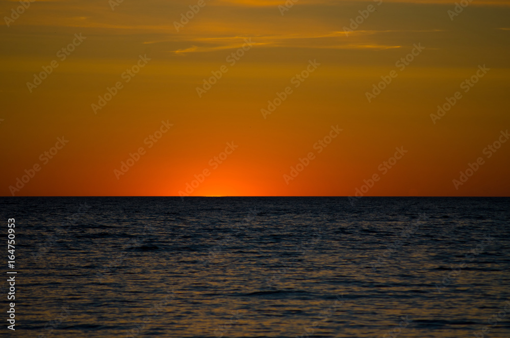 Sunset sea. Sunrise and skyline
