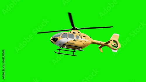 The Yellow helicopter on green