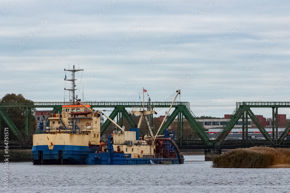 Blue cargo ship Blue cargo ship