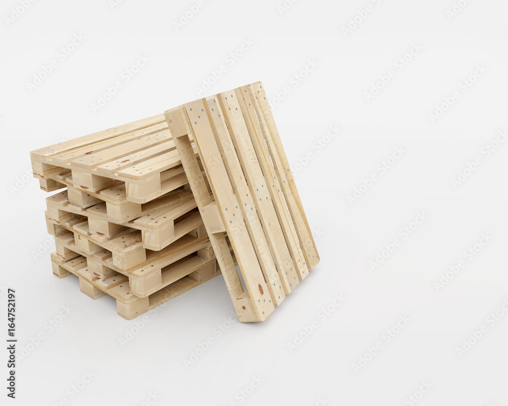 Ein Stapel Europaletten mit angelehnter Palette - von rechts aufgenommen - neutraler Hintergrund Ein Stapel Europaletten mit angelehnter Palette - von rechts aufgenommen - neutraler Hintergrund