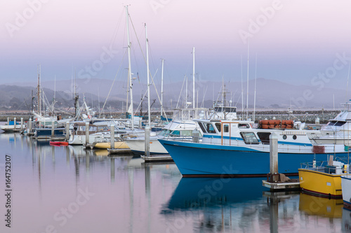Pillar Point Harbor Dusk. Half Moon Bay, San Mateo County, California, USA.