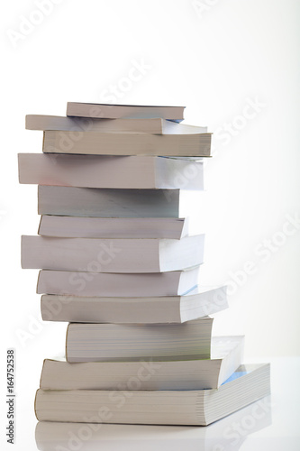 Books stack on white background