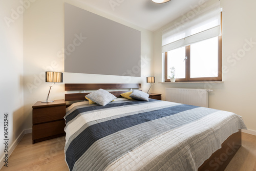 Modern bedroom in beige finishing