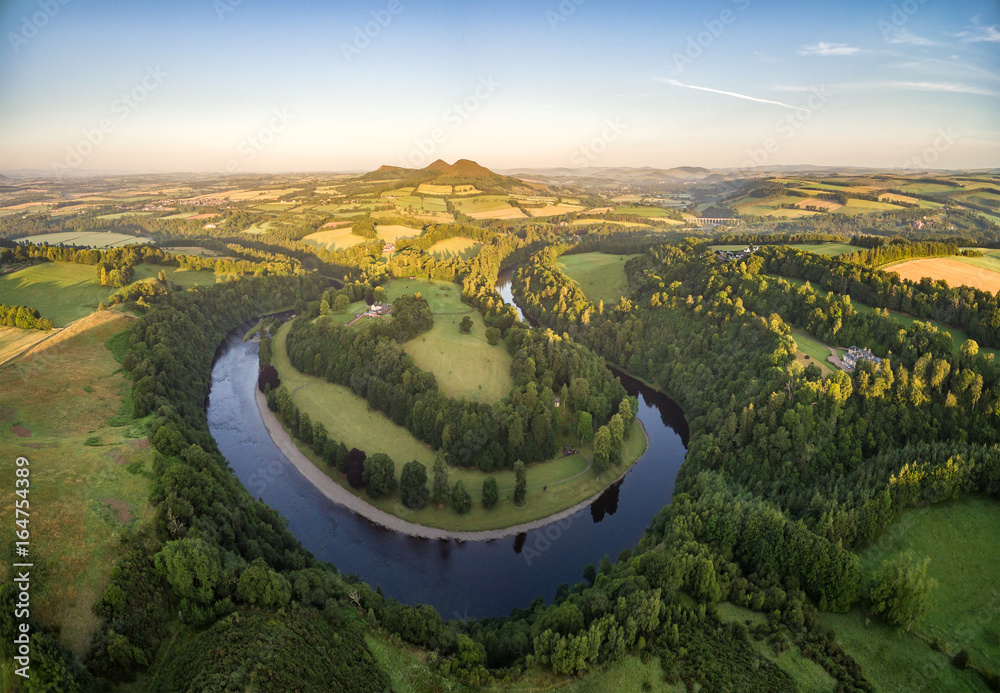 Fototapeta premium Scott's View looking to the Eildon Hills in the Scottish Borders. Scotland UK, Europe