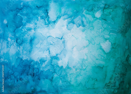 Abstrakter Hintergrund aus blauer und grüner Farbe mit Vignette, Aquarell photo