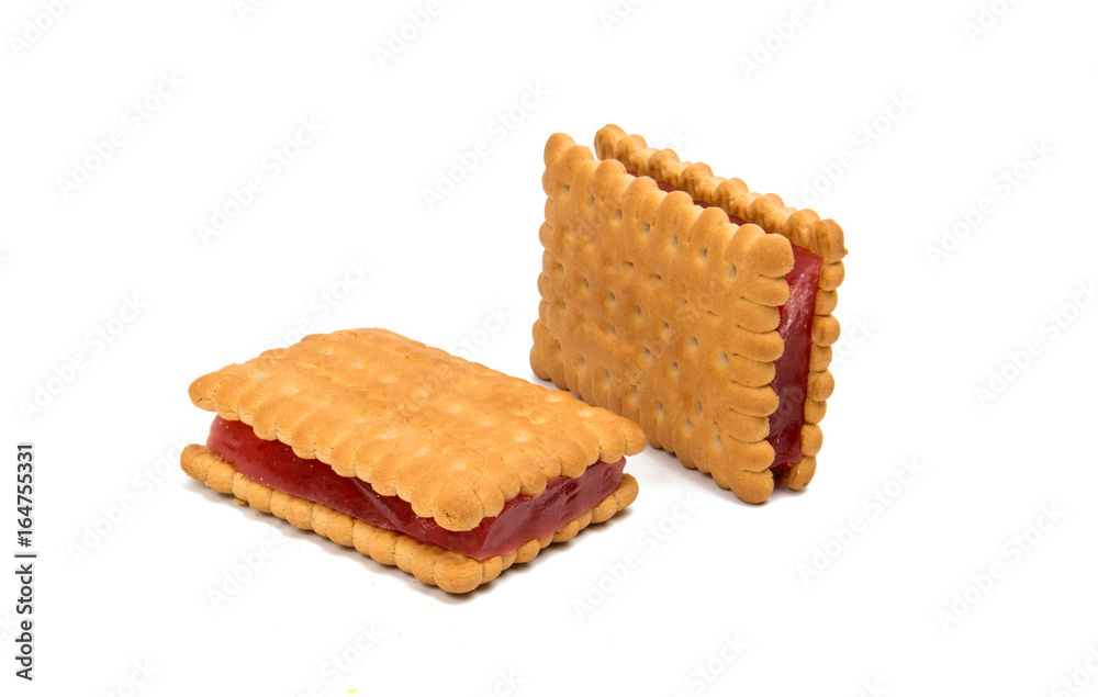 Sandwich cookies with jelly isolated Sandwich cookies with jelly isolated