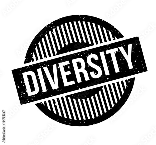 Diversity rubber stamp. Grunge design with dust scratches. Effects can be easily removed for a clean, crisp look. Color is easily changed.