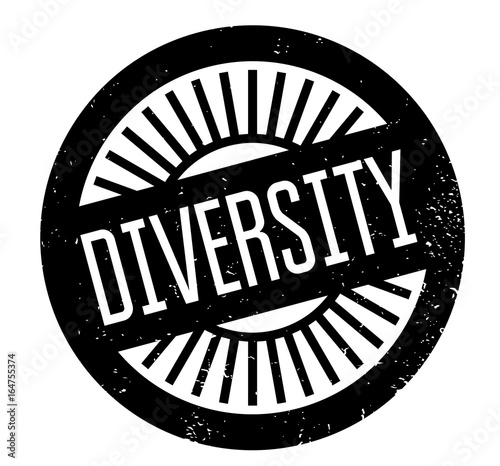 Diversity rubber stamp. Grunge design with dust scratches. Effects can be easily removed for a clean, crisp look. Color is easily changed.