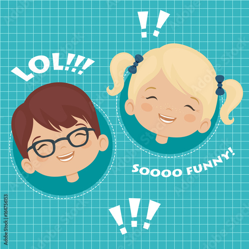 Children laughing facial expression
