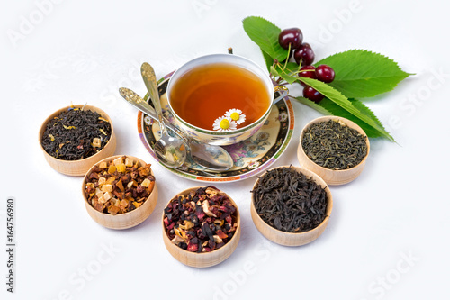 tea, Cup of tea, various kinds of tea, tea on the table