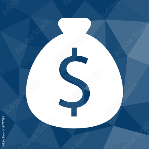 Dollar Geldsack - Icon mit geometrischem Hintergrund blau