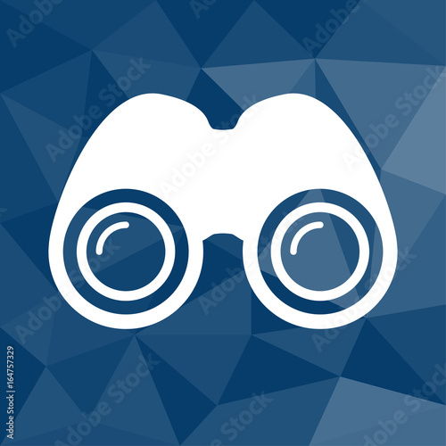 Fernglas - Icon mit geometrischem Hintergrund blau
