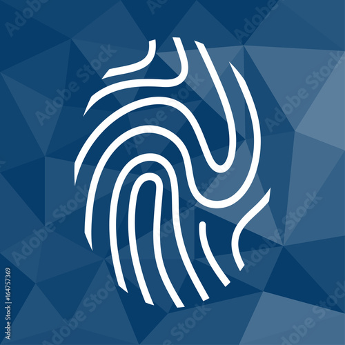 Fingerabdruck - Icon mit geometrischem Hintergrund blau