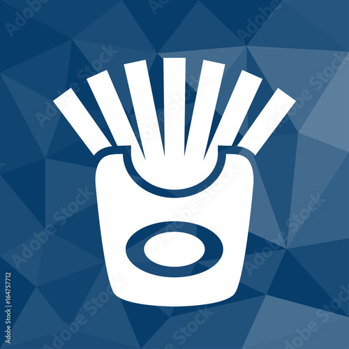 Pommes - Icon mit geometrischem Hintergrund blau